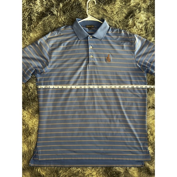 Peter Millar Polo Shirt Men's XL Blue Gold Striped Summer Comfort Golf ⛳️ - Picture 2 of 8